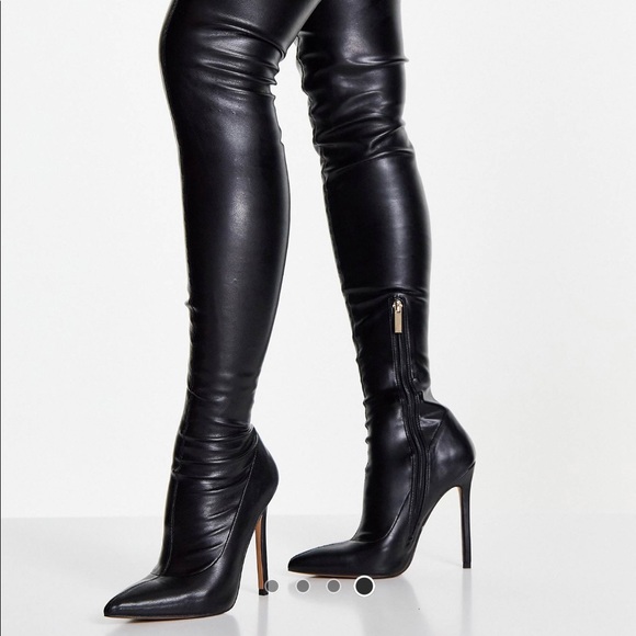 ASOS thigh high black leather boots! - Picture 2 of 2